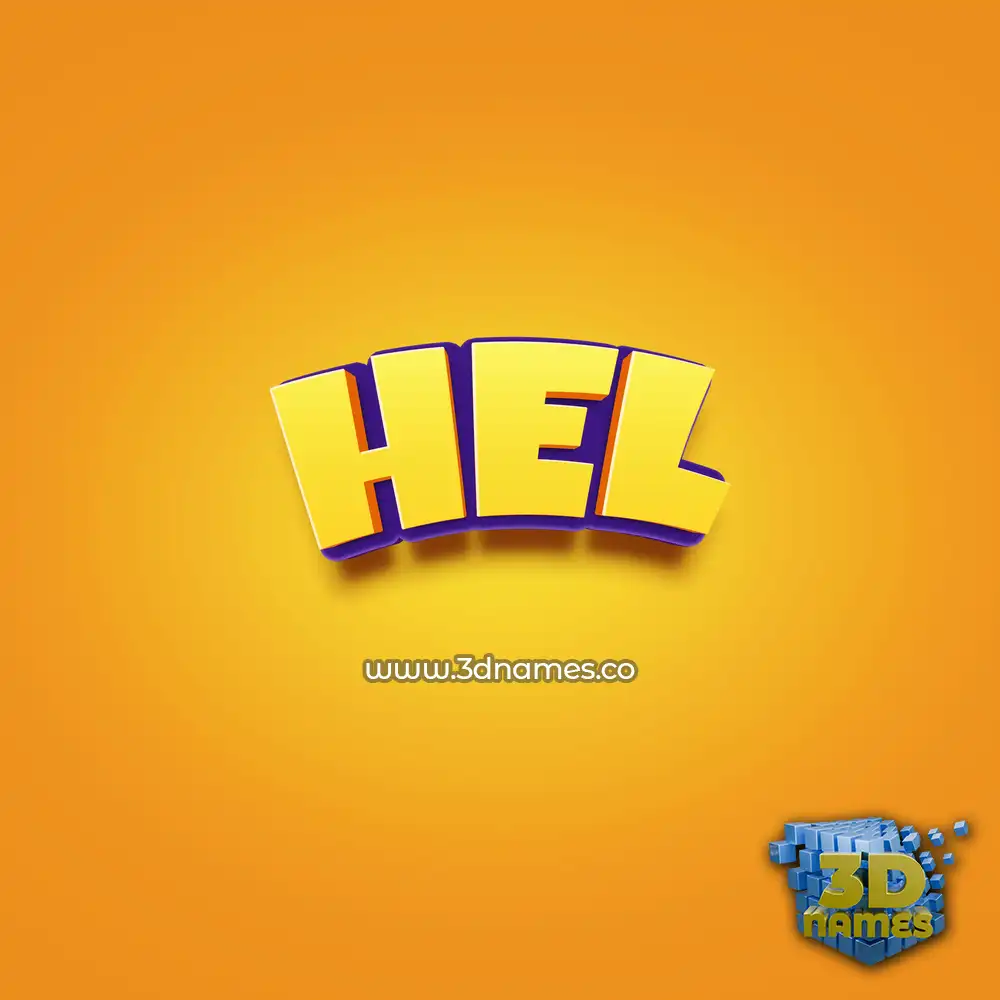 hel in Orange Toon style - 3D name wallpaper