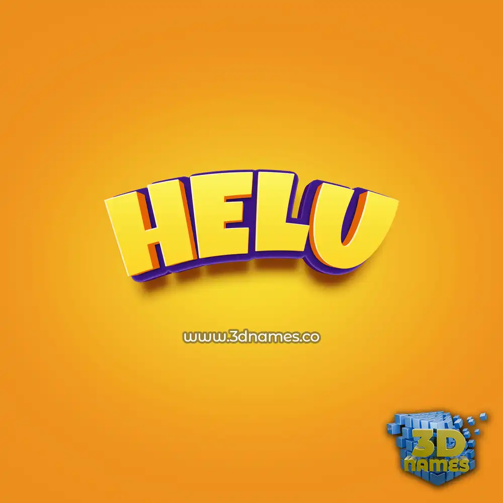 helu in Orange Toon style - 3D name wallpaper