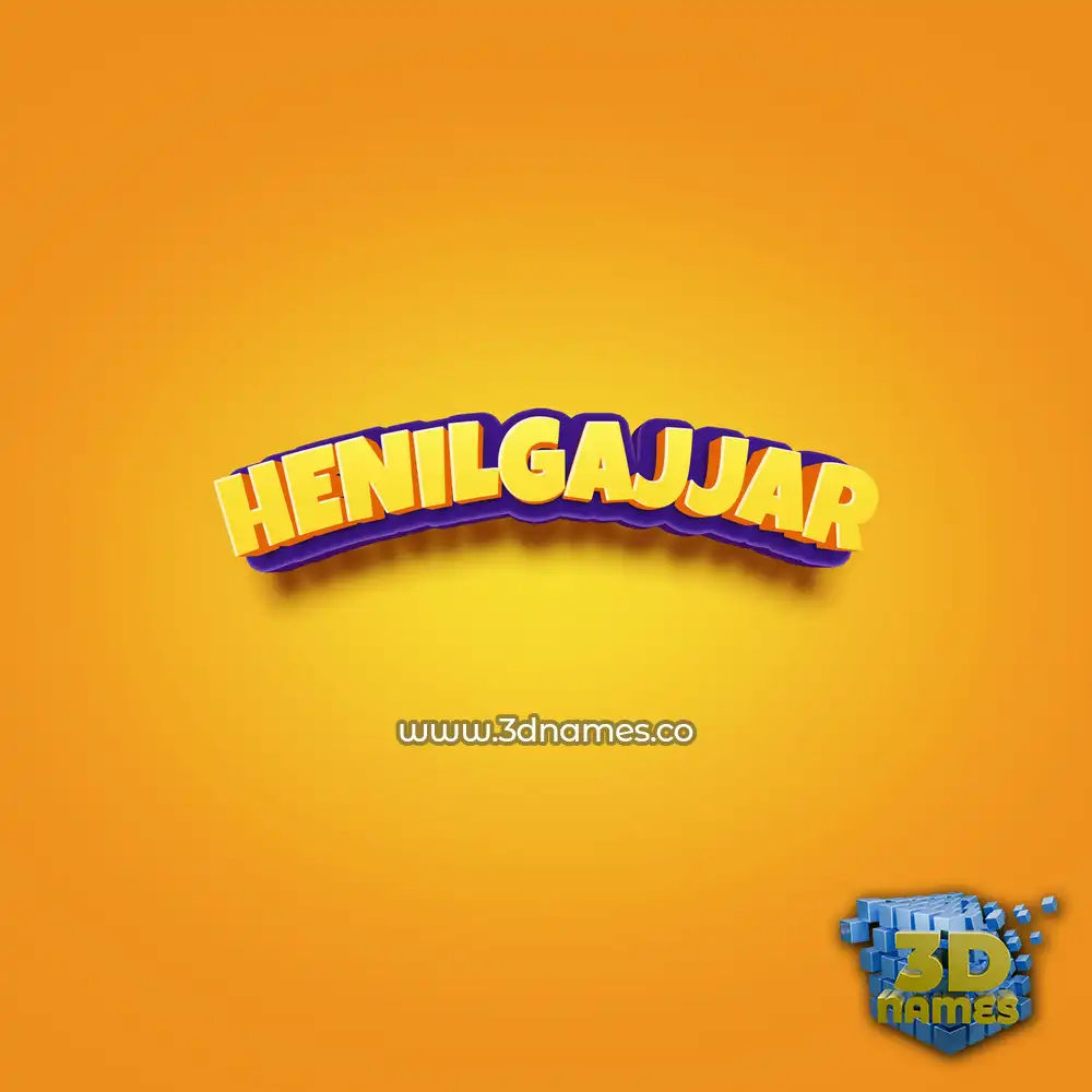 henilgajjar in Orange Toon style - 3D name wallpaper