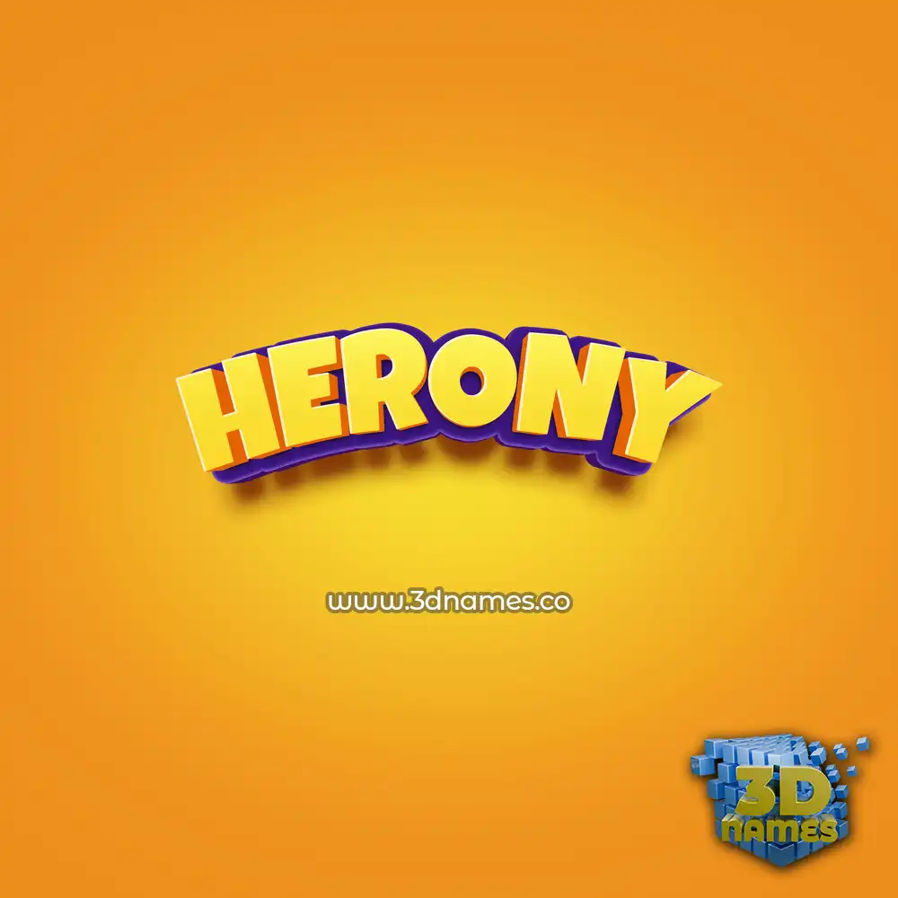 herony in Orange Toon style - 3D name wallpaper