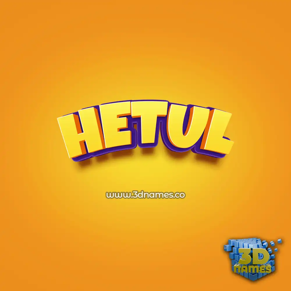 hetul in Orange Toon style - 3D name wallpaper