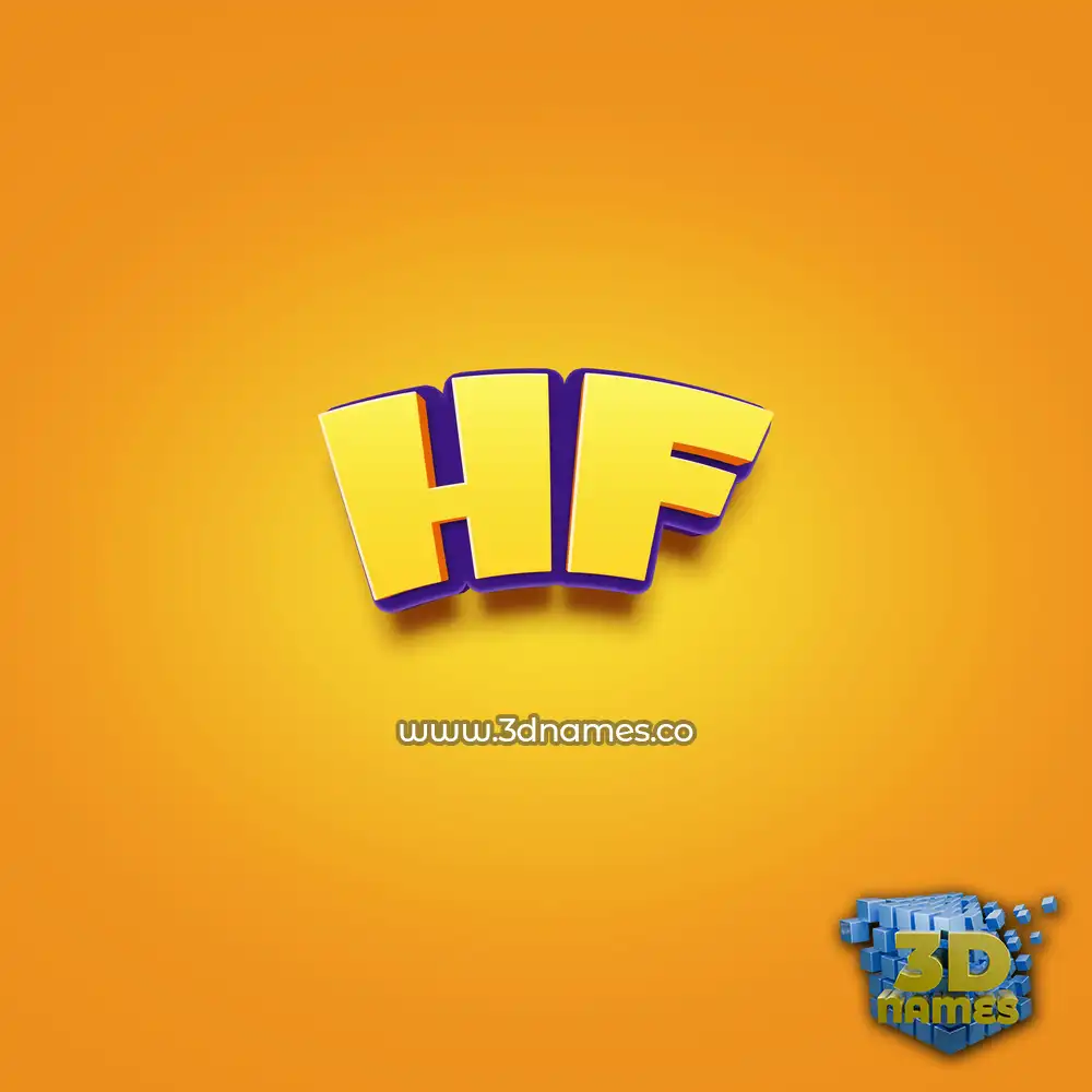 hf in Orange Toon style - 3D name wallpaper