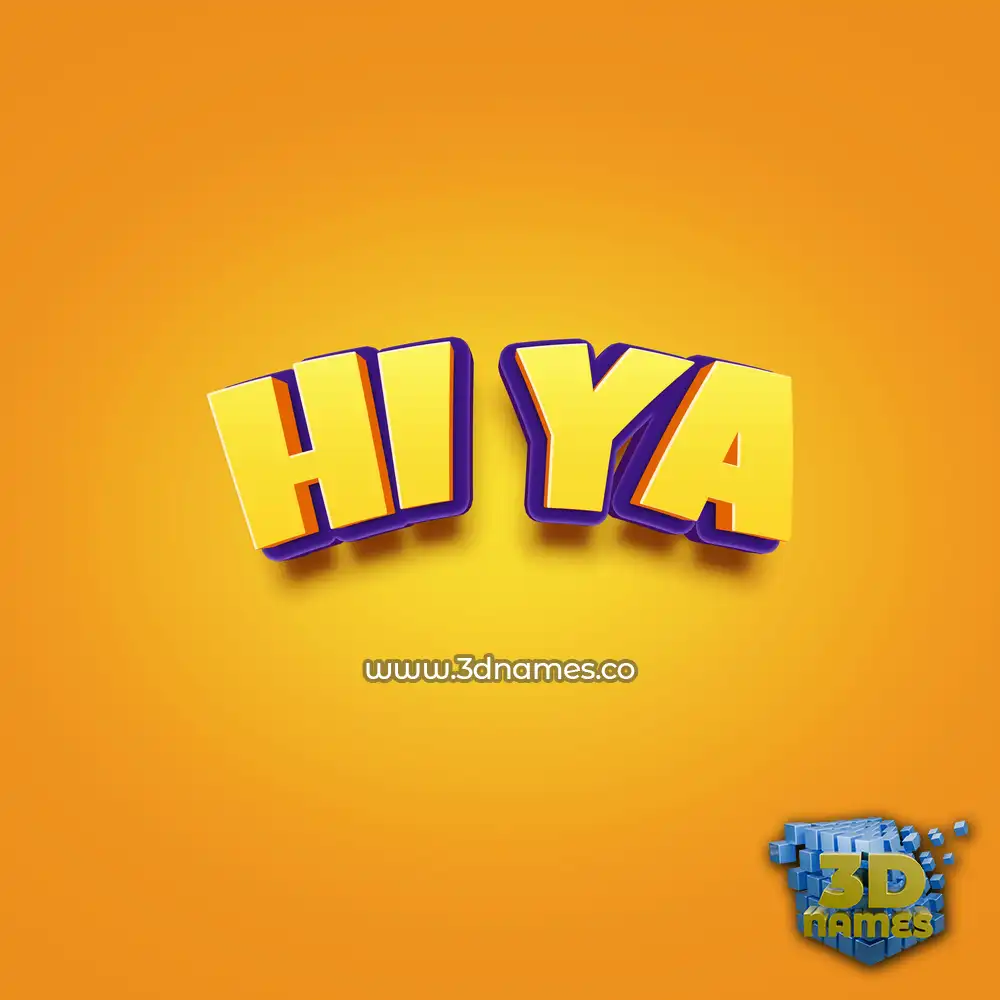 hi ya in Orange Toon style - 3D name wallpaper