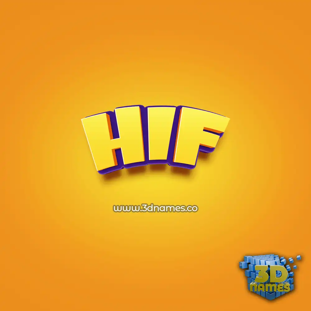 hif in Orange Toon style - 3D name wallpaper