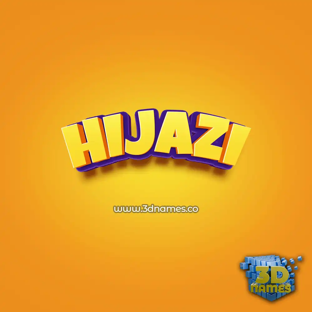 hijazi in Orange Toon style - 3D name wallpaper