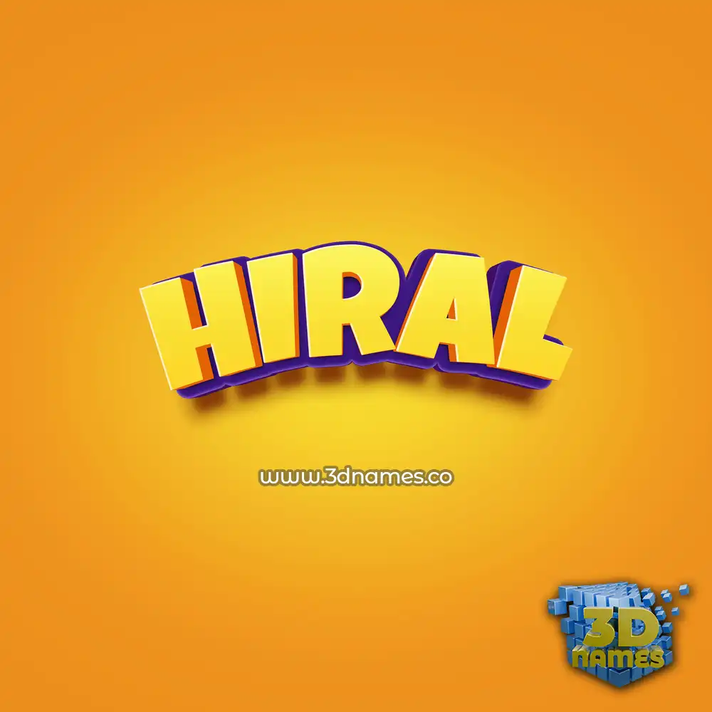 hiral in Orange Toon style - 3D name wallpaper