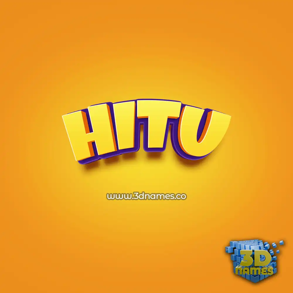 hitu in Orange Toon style - 3D name wallpaper
