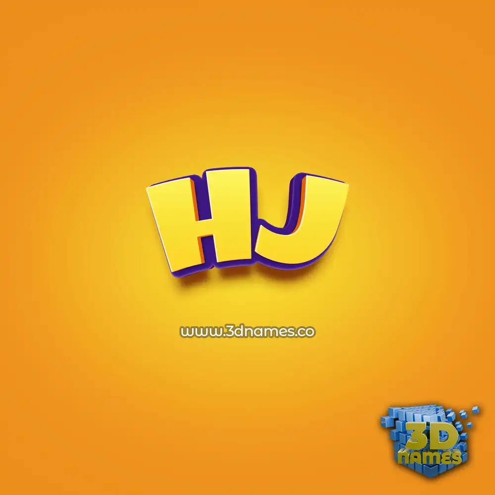 hj in Orange Toon style - 3D name wallpaper