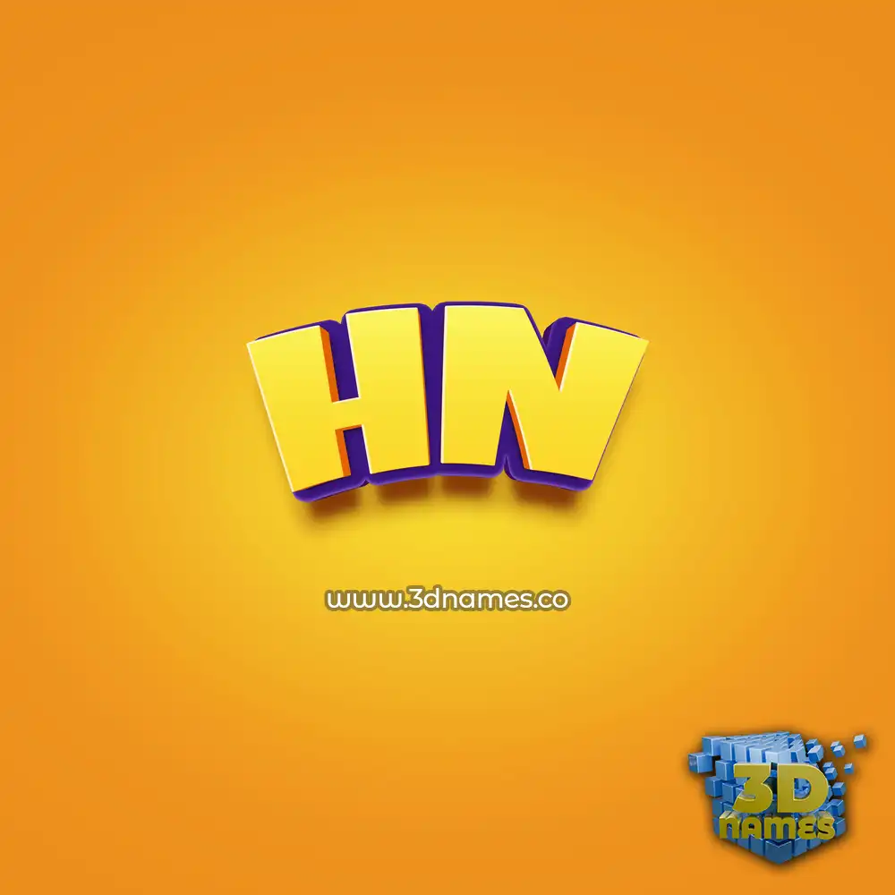 hn in Orange Toon style - 3D name wallpaper