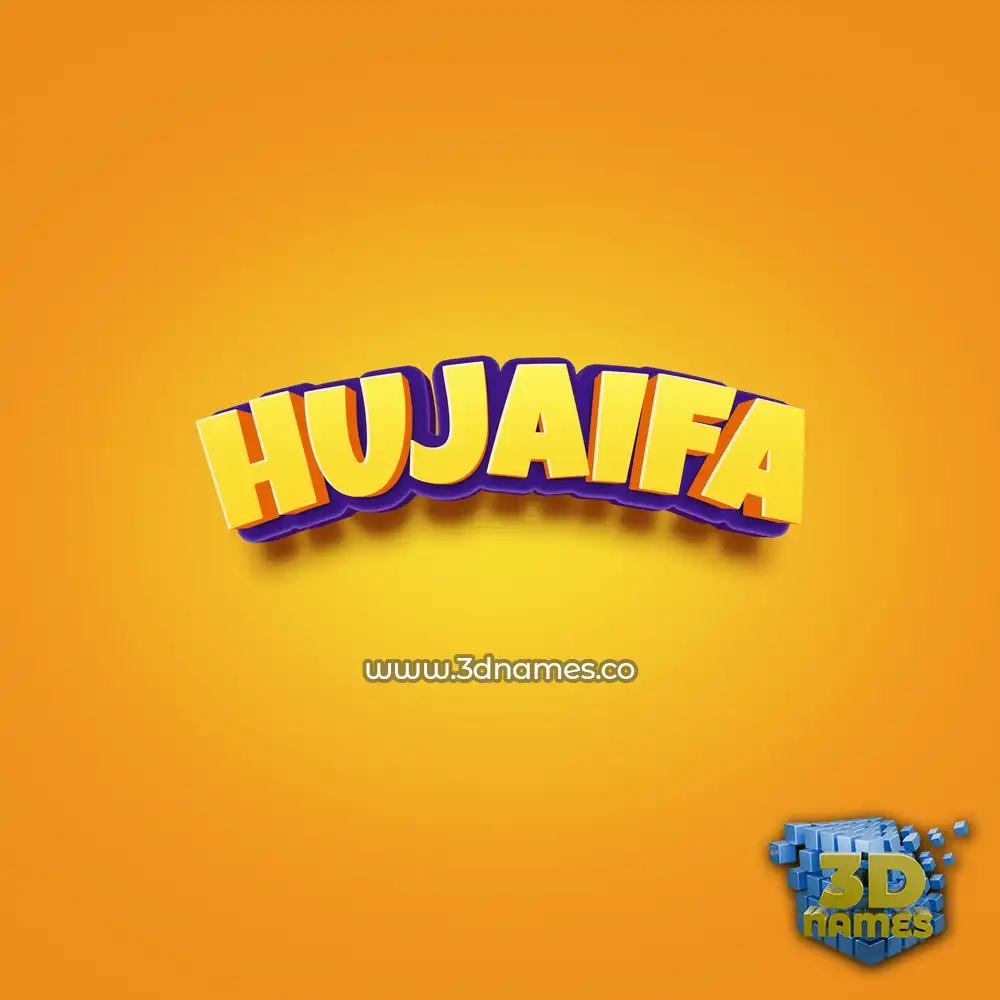 hujaifa in Orange Toon style - 3D name wallpaper