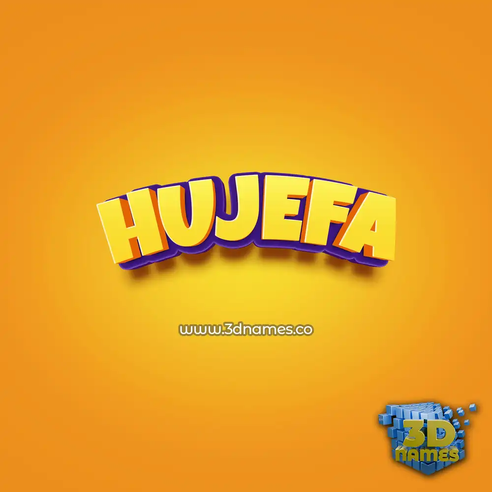 hujefa in Orange Toon style - 3D name wallpaper