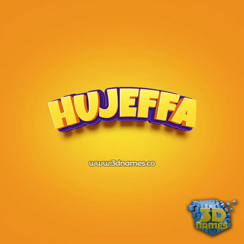 hujeffa in Orange Toon style - 3D name wallpaper