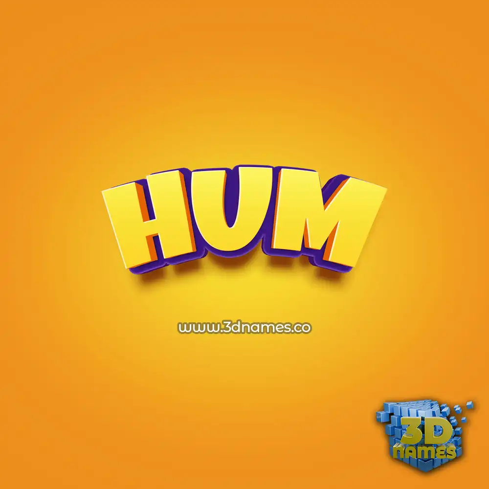 hum in Orange Toon style - 3D name wallpaper