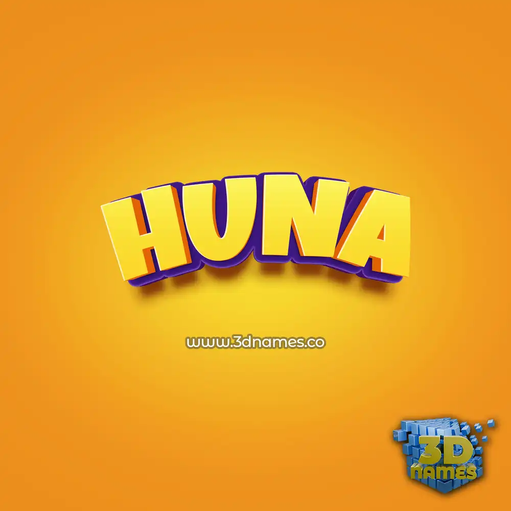 huna in Orange Toon style - 3D name wallpaper