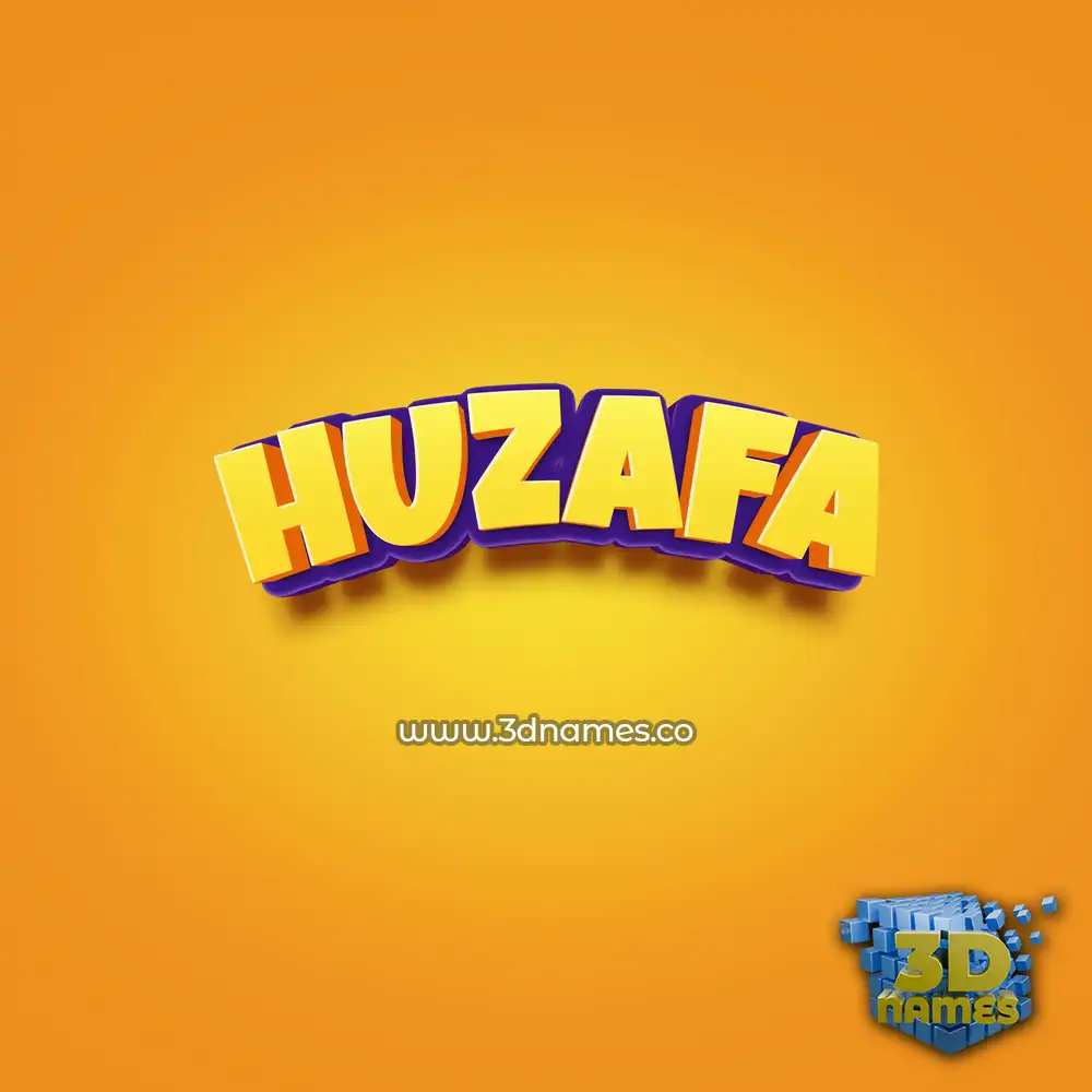 huzafa in Orange Toon style - 3D name wallpaper