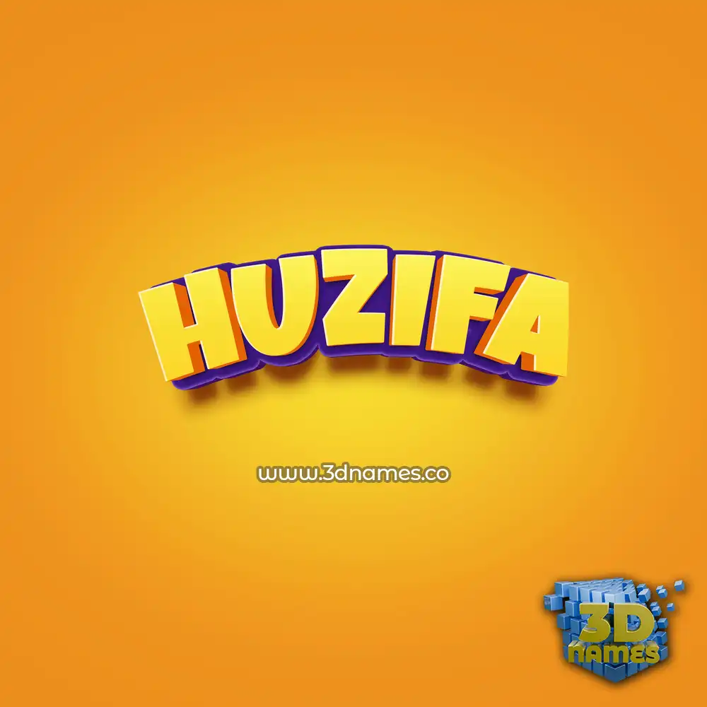 huzifa in Orange Toon style - 3D name wallpaper