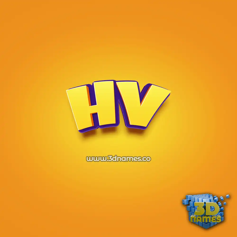 hv in Orange Toon style - 3D name wallpaper