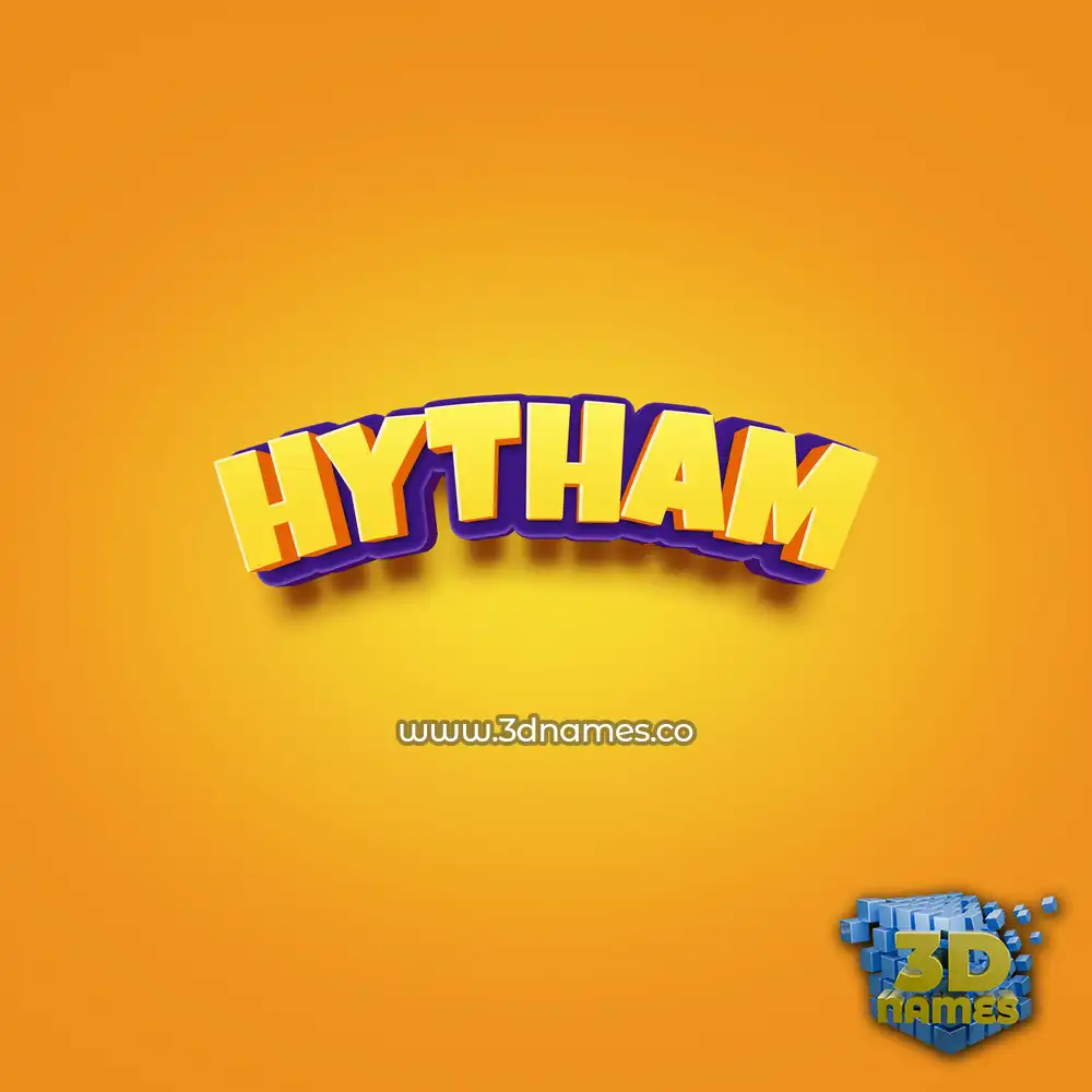 hytham in Orange Toon style - 3D name wallpaper