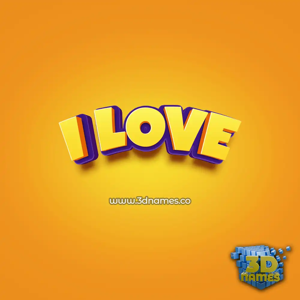i love in Orange Toon style - 3D name wallpaper