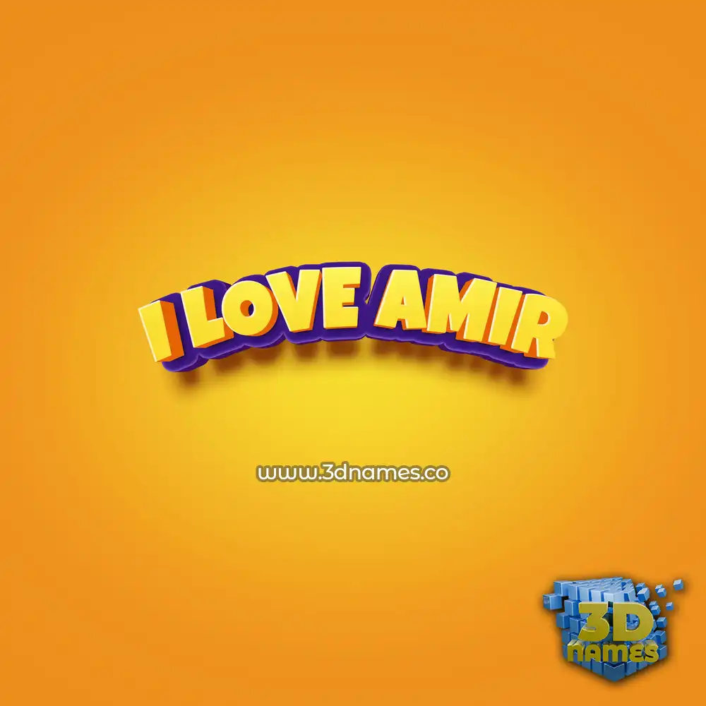 i love amir in Orange Toon style - 3D name wallpaper