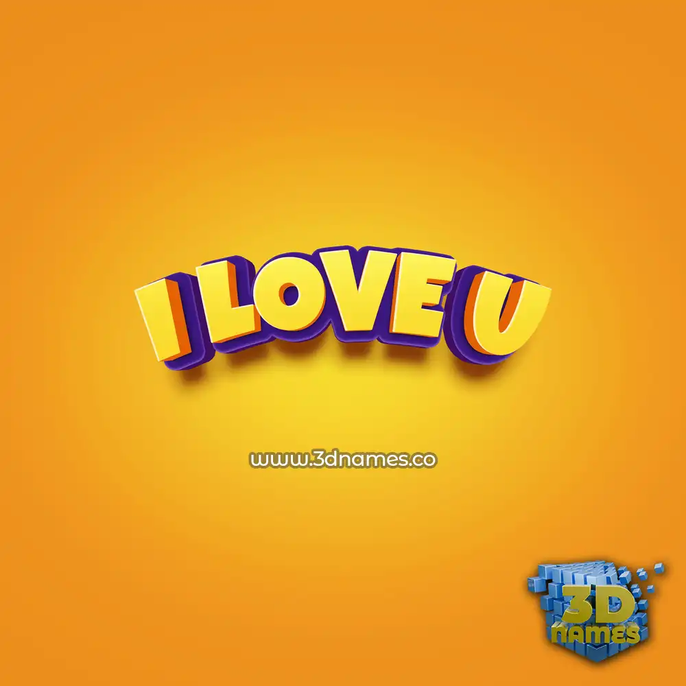 i love u in Orange Toon style - 3D name wallpaper