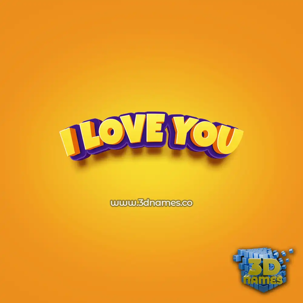 i love you in Orange Toon style - 3D name wallpaper