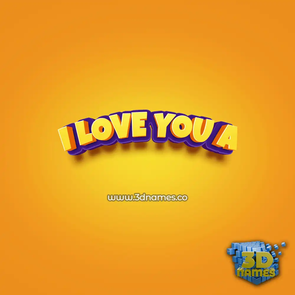 i love you a in Orange Toon style - 3D name wallpaper
