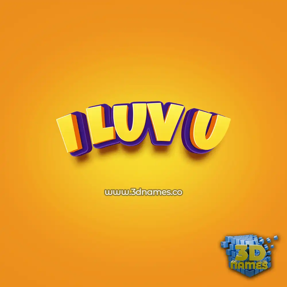 i luv u in Orange Toon style - 3D name wallpaper