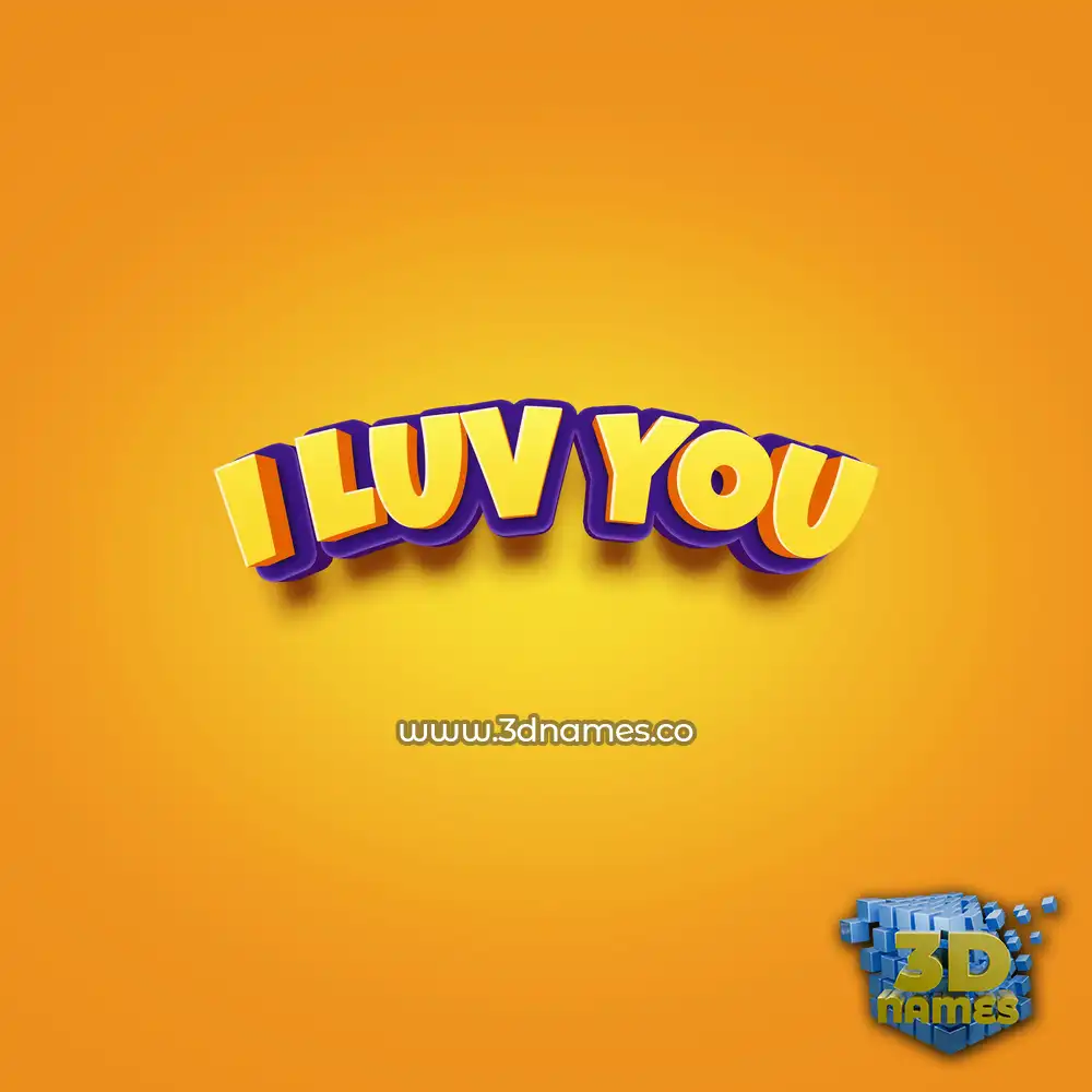 i luv you in Orange Toon style - 3D name wallpaper