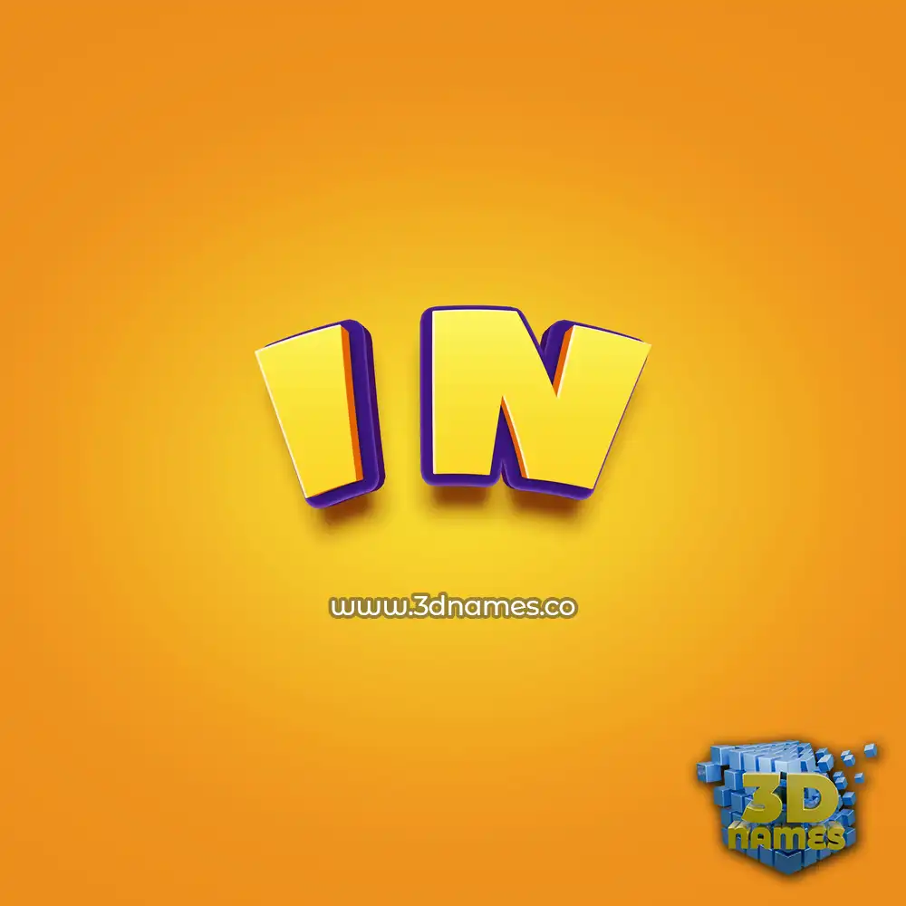 i n in Orange Toon style - 3D name wallpaper
