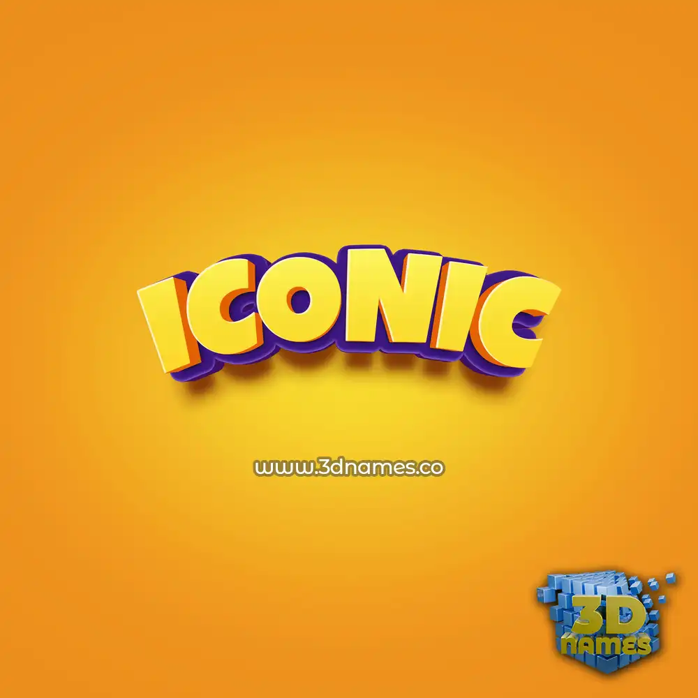 iconic in Orange Toon style - 3D name wallpaper
