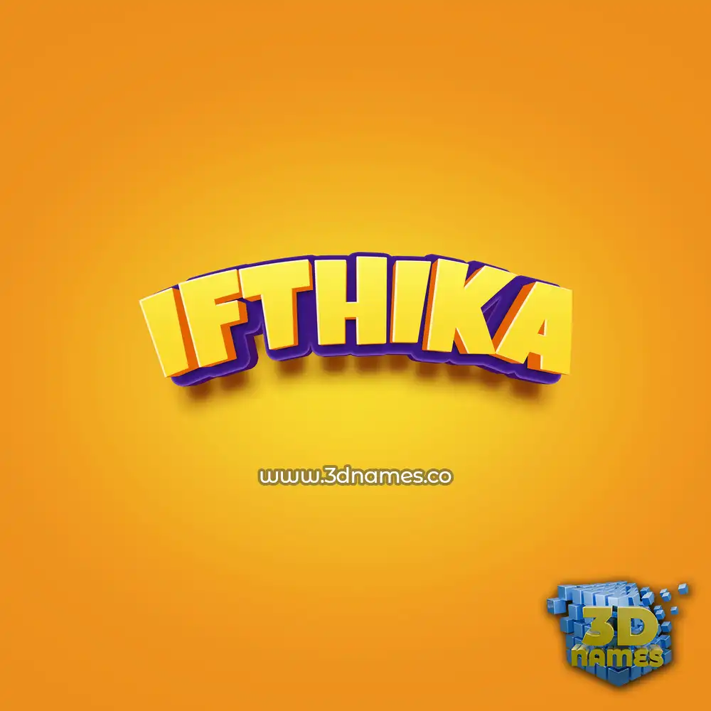 ifthika in Orange Toon style - 3D name wallpaper