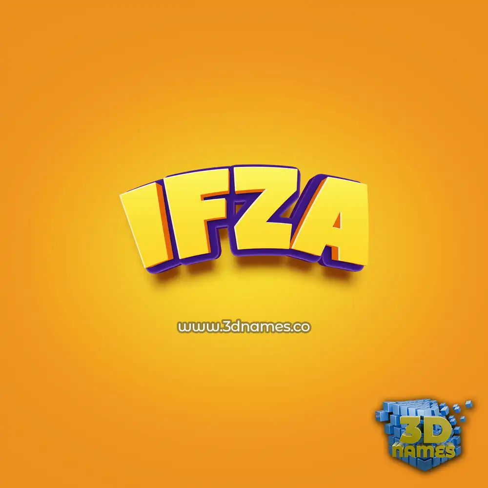 ifza in Orange Toon style - 3D name wallpaper