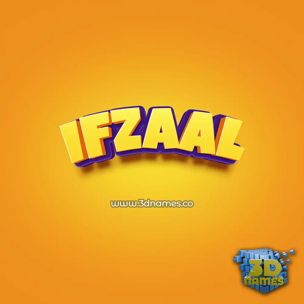 ifzaal in Orange Toon style - 3D name wallpaper