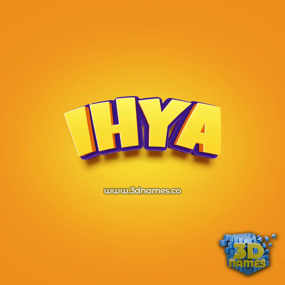 ihya in Orange Toon style - 3D name wallpaper