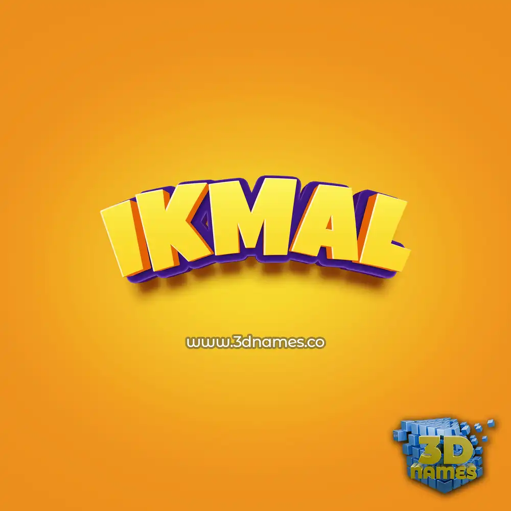 ikmal in Orange Toon style - 3D name wallpaper