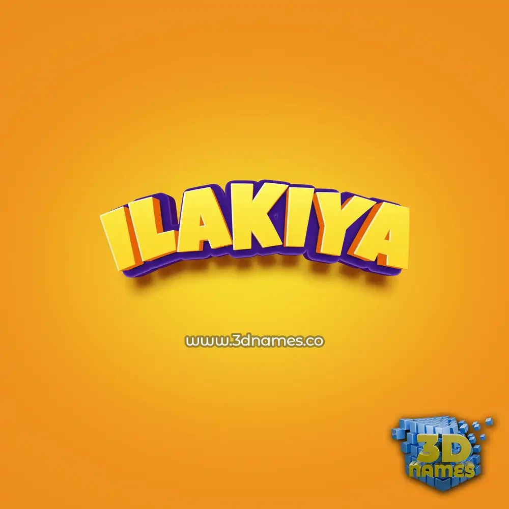 ilakiya in Orange Toon style - 3D name wallpaper