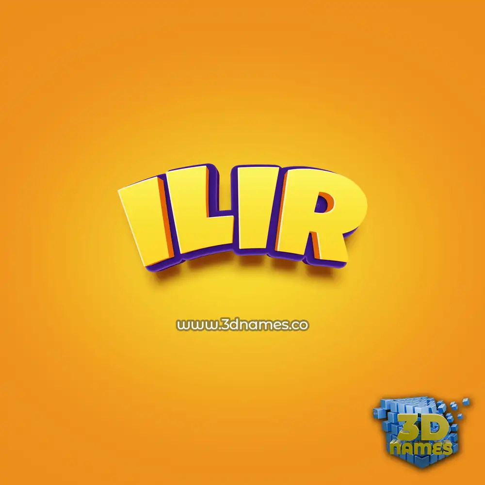 ilir in Orange Toon style - 3D name wallpaper