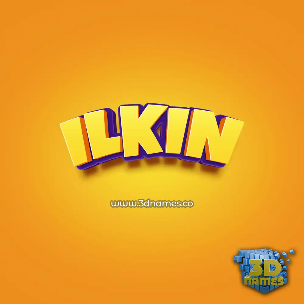 ilkin in Orange Toon style - 3D name wallpaper