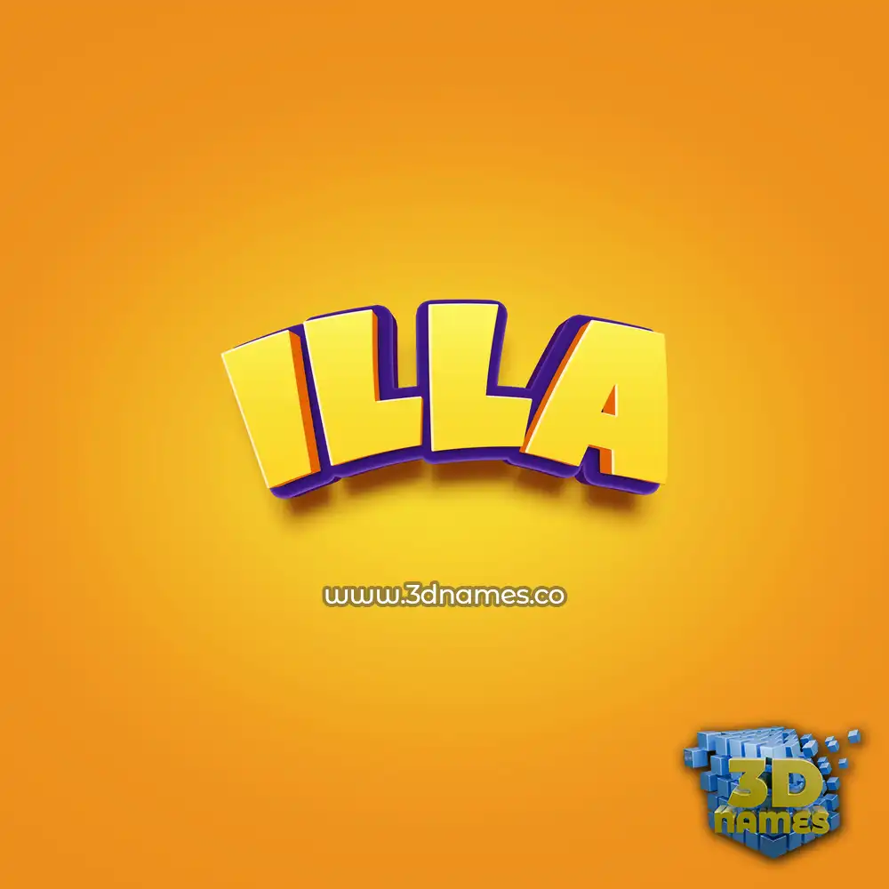 illa in Orange Toon style - 3D name wallpaper