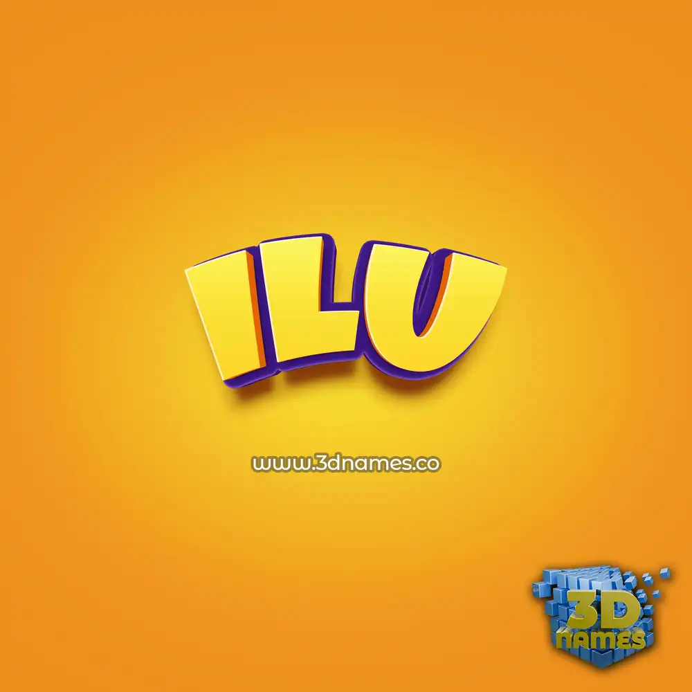 ilu in Orange Toon style - 3D name wallpaper