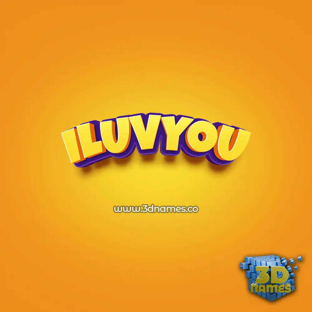 iluvyou in Orange Toon style - 3D name wallpaper