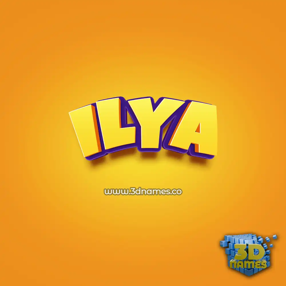 ilya in Orange Toon style - 3D name wallpaper