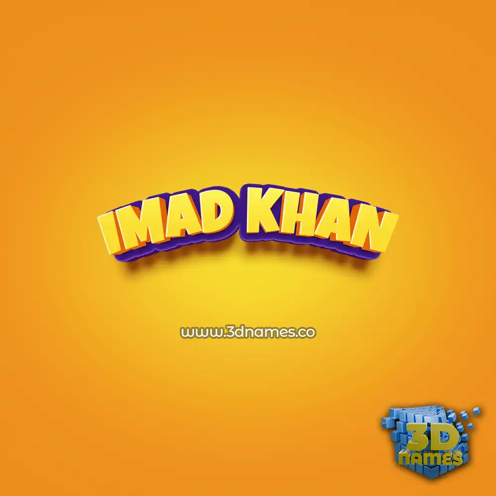 imad khan in Orange Toon style - 3D name wallpaper