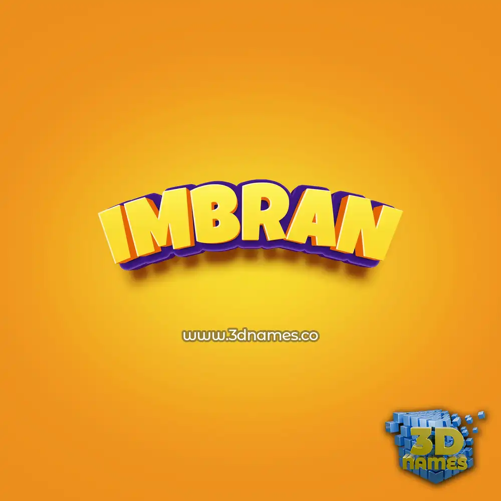 imbran in Orange Toon style - 3D name wallpaper