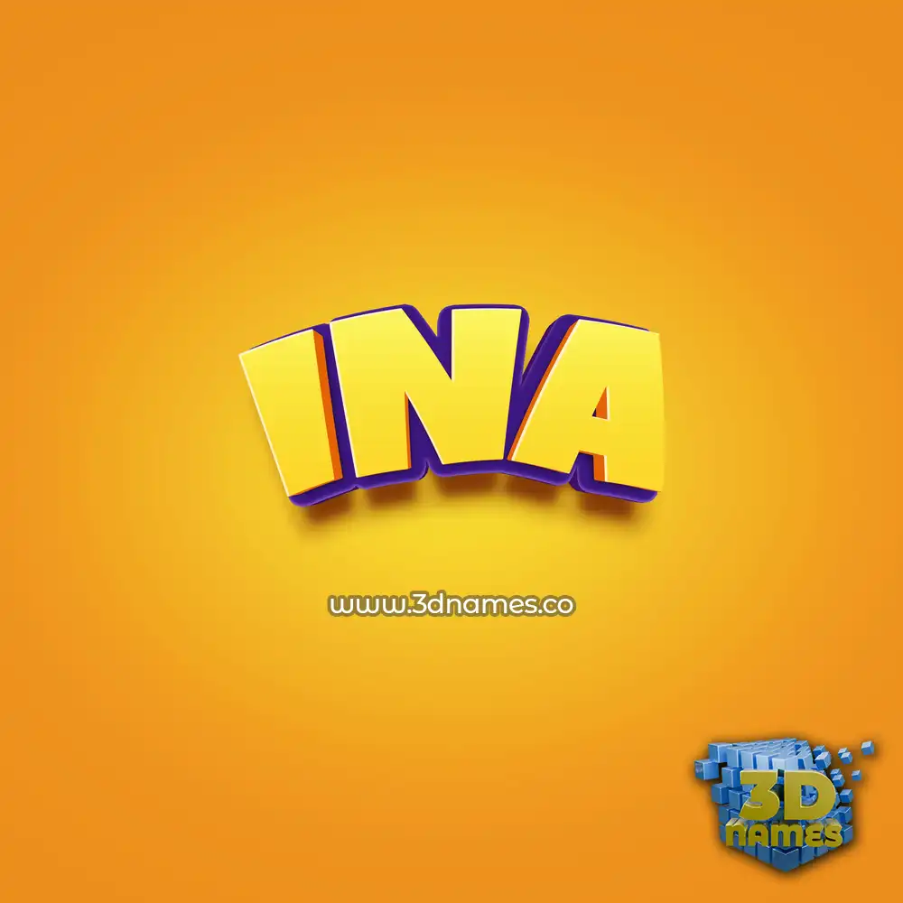 ina in Orange Toon style - 3D name wallpaper