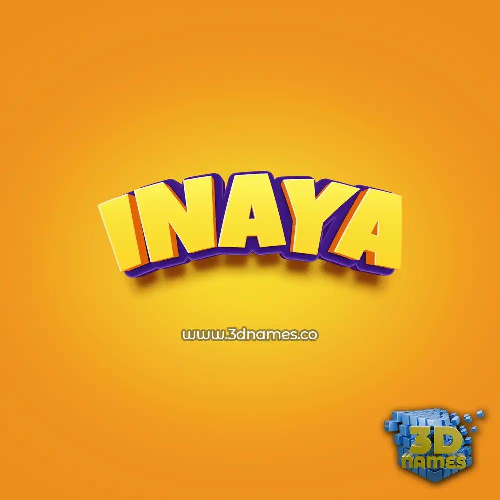 inaya in Orange Toon style - 3D name wallpaper