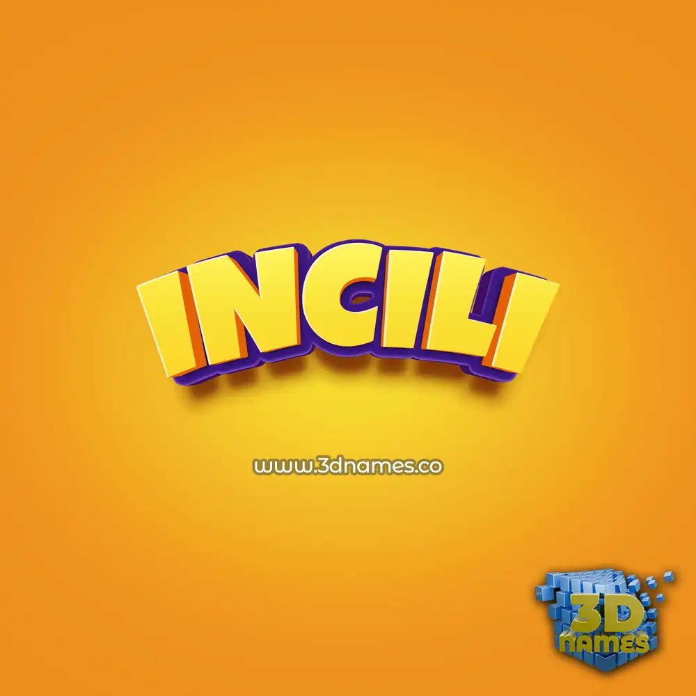 incili in Orange Toon style - 3D name wallpaper