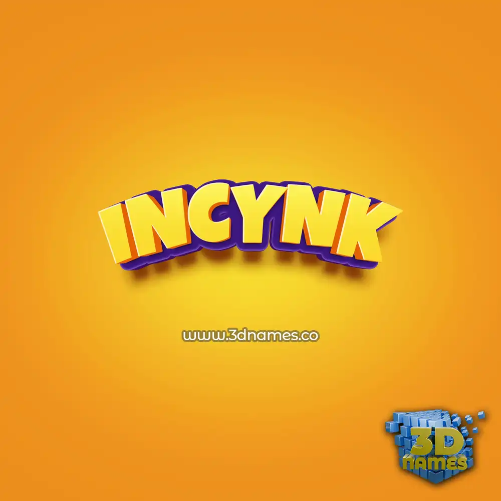 incynk in Orange Toon style - 3D name wallpaper