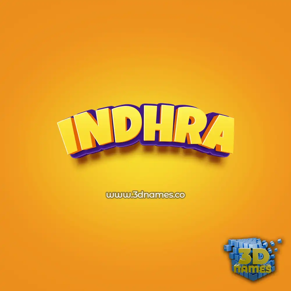 indhra in Orange Toon style - 3D name wallpaper